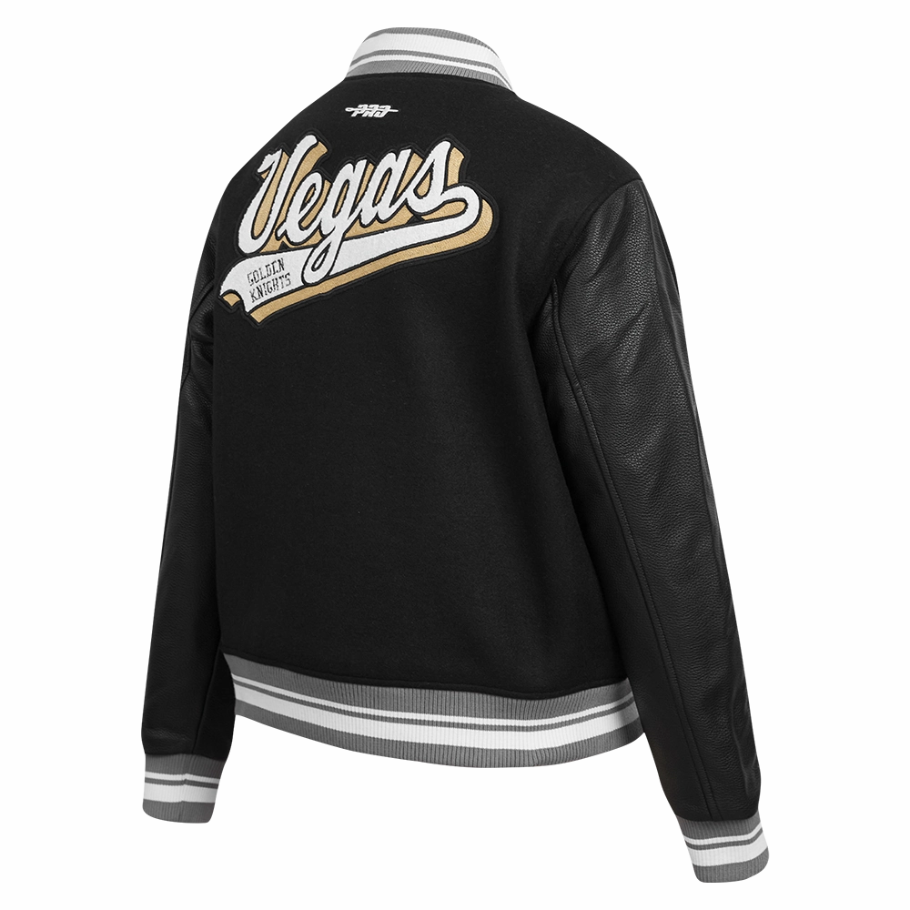 CHAMARRA UNIVERSITARIA NHL VEGAS GOLDEN KNIGHTS SCRIPT TAIL PARA MUJER