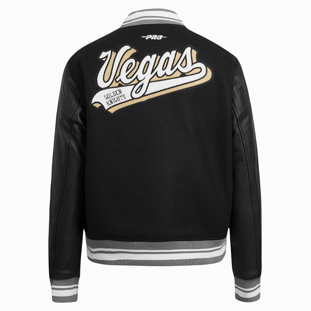 CHAMARRA UNIVERSITARIA NHL VEGAS GOLDEN KNIGHTS SCRIPT TAIL PARA MUJER