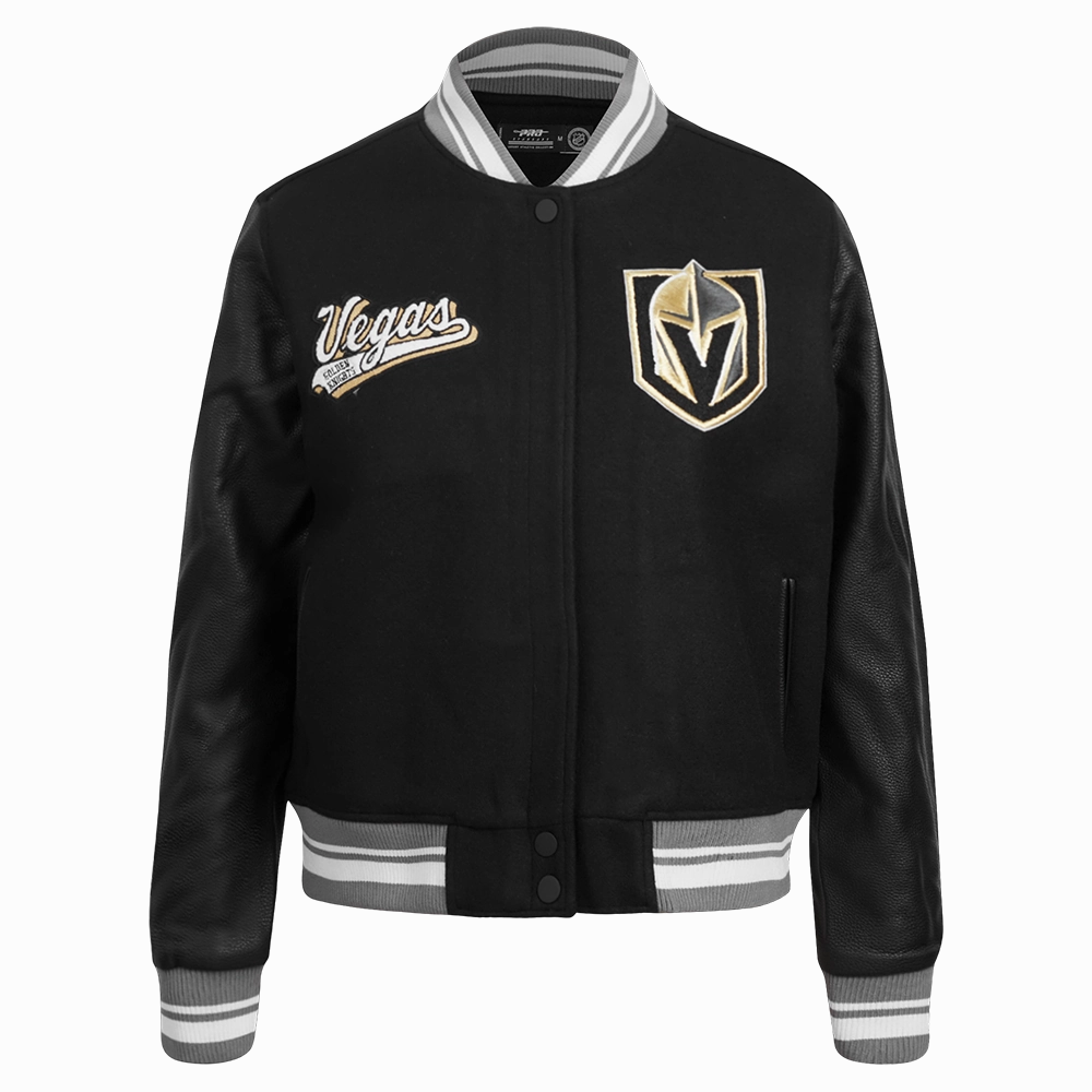 CHAMARRA UNIVERSITARIA NHL VEGAS GOLDEN KNIGHTS SCRIPT TAIL PARA MUJER