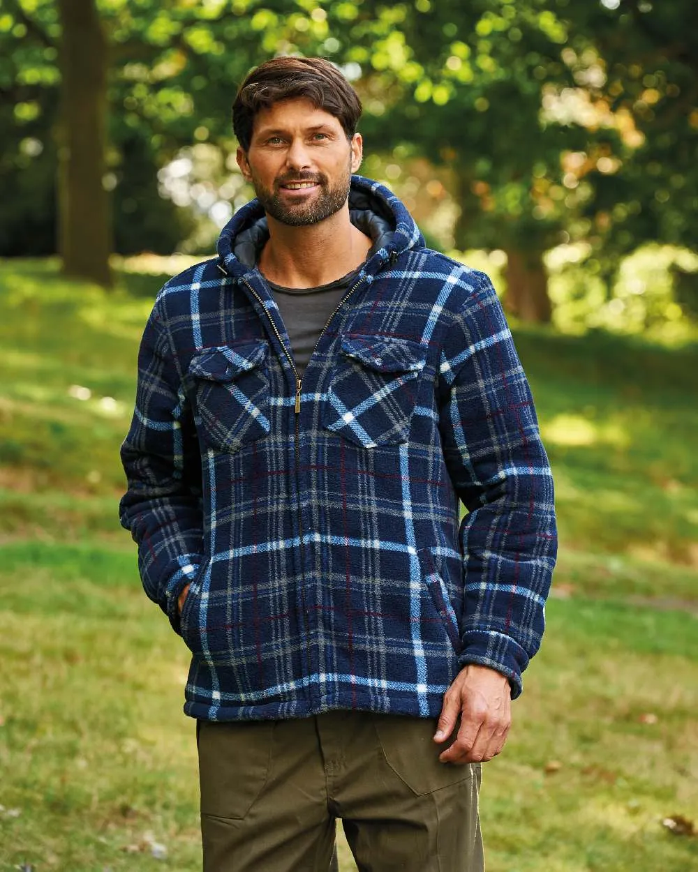 Champion Dumfries Mens Hooded Lumberjack Fleece Jacket Cotton Farming Shirts