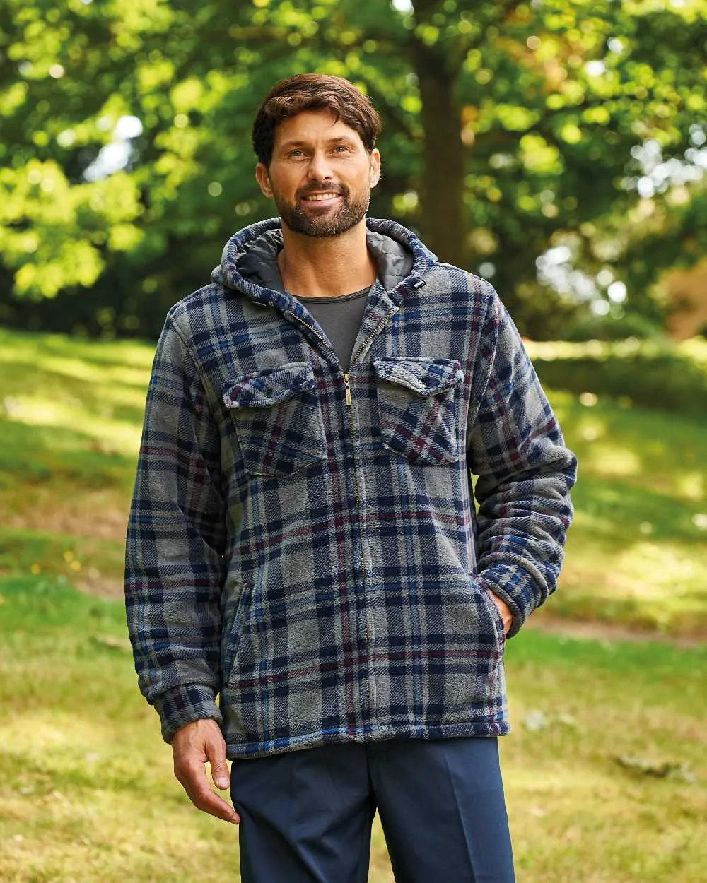 Champion Dumfries Mens Hooded Lumberjack Fleece Jacket Cotton Farming Shirts