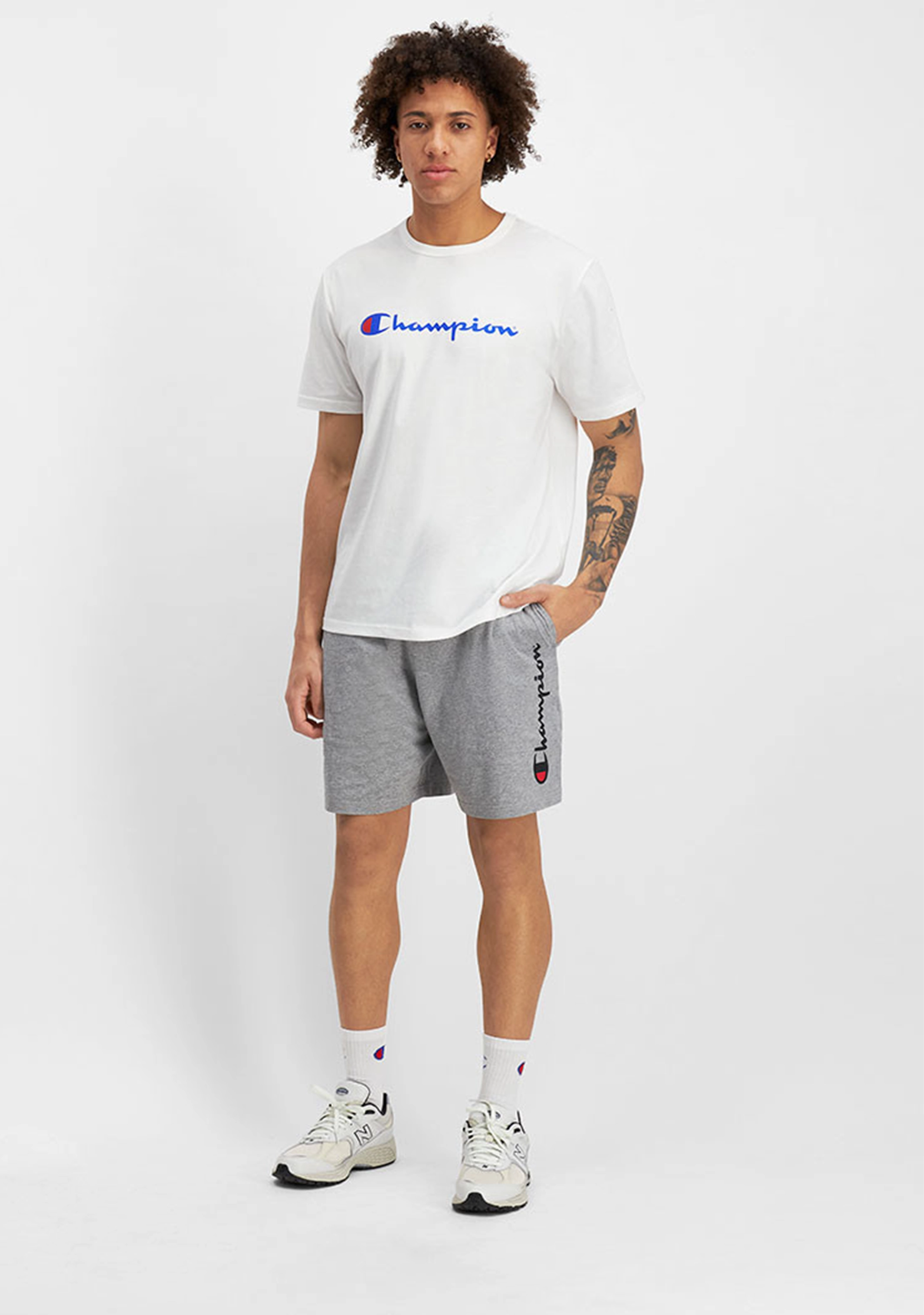 Champion Mens Script Jersey Short Grey