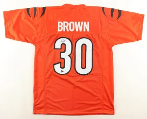 Chase Brown Signed Cincinnati Bengals Jersey (Beckett) 2023 Draft Pick / RB