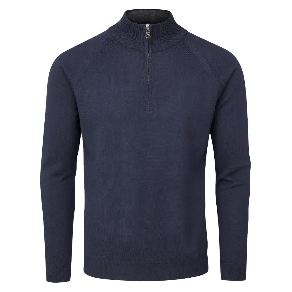 Be Unstoppable No Limits, Just Style Oscar Jacobson Warwick Zip Neck Merino Sweater - Navy