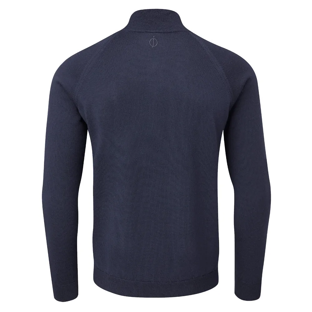 Dress from the Feet Up Oscar Jacobson Warwick Zip Neck Merino Sweater - Navy