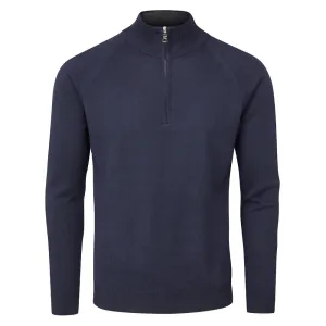 Be Unstoppable No Limits, Just Style Oscar Jacobson Warwick Zip Neck Merino Sweater - Navy
