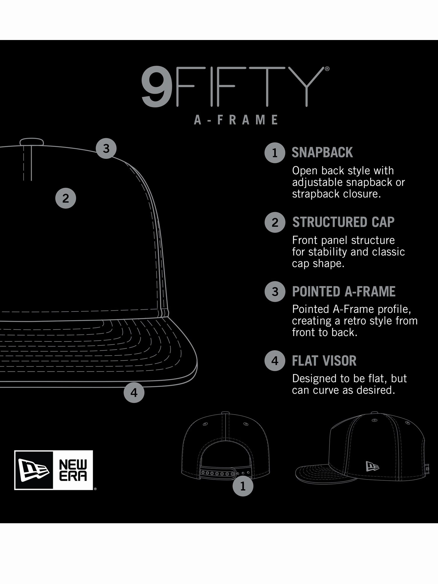 Chicago White Sox New Era MLB Team Pre-Curved 9FIFTY A-Frame Snapback Hat - Black