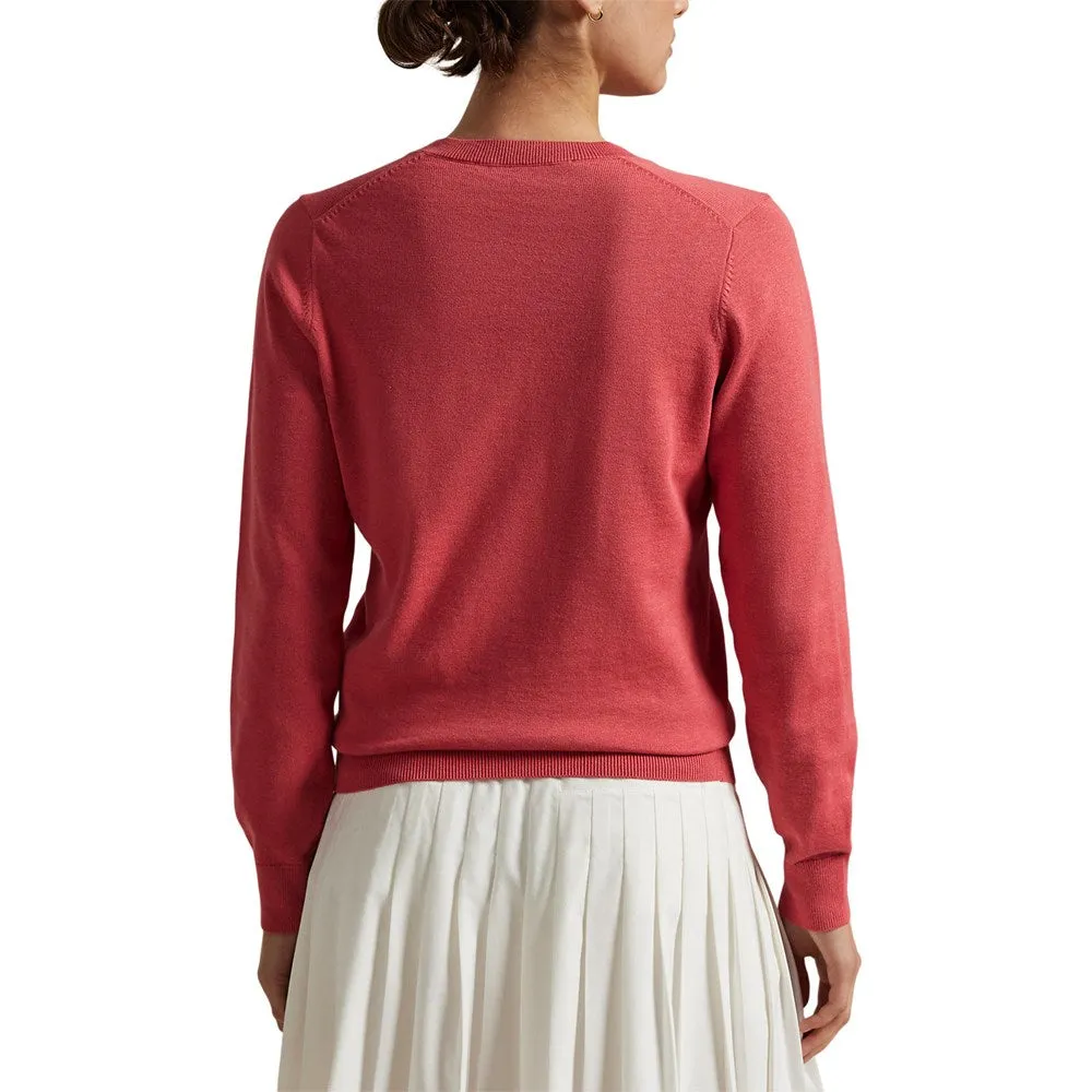 Rlx Ralph Lauren Women'S Cotton Blend V-Neck Golf Jumper - Red Sky Exclusive Deal
