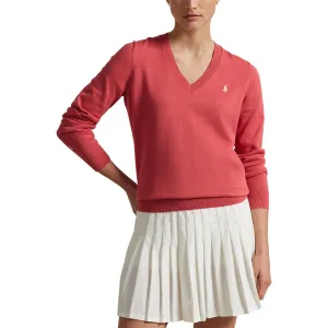 Rlx Ralph Lauren Women'S Cotton Blend V-Neck Golf Jumper - Red Sky Spring Sale