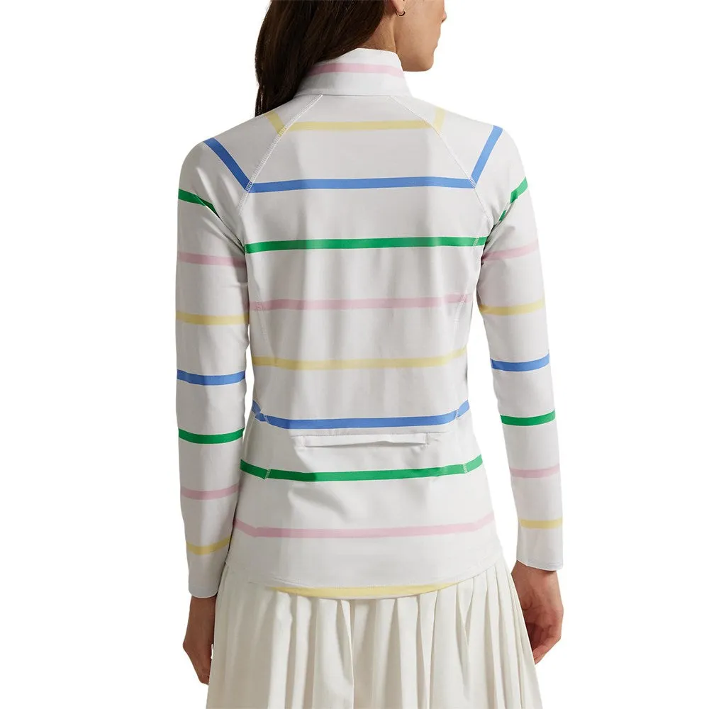 Keep Going Strong Rlx Ralph Lauren Women'S Jersey Uv Quarter Zip Golf Pullover - Ceramic White Multi