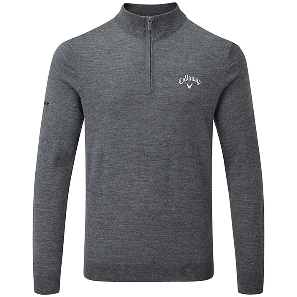 Game-Changer Footwear Lead with Style Callaway 1/4 Zip Blended Merino Pullover - Steel Heather