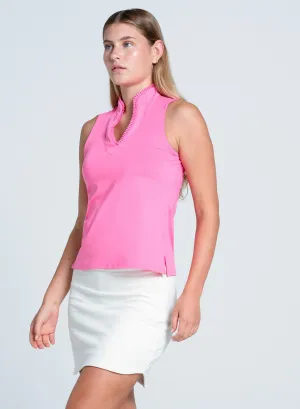 Budget Friendly Pleated Placket Sleeveless