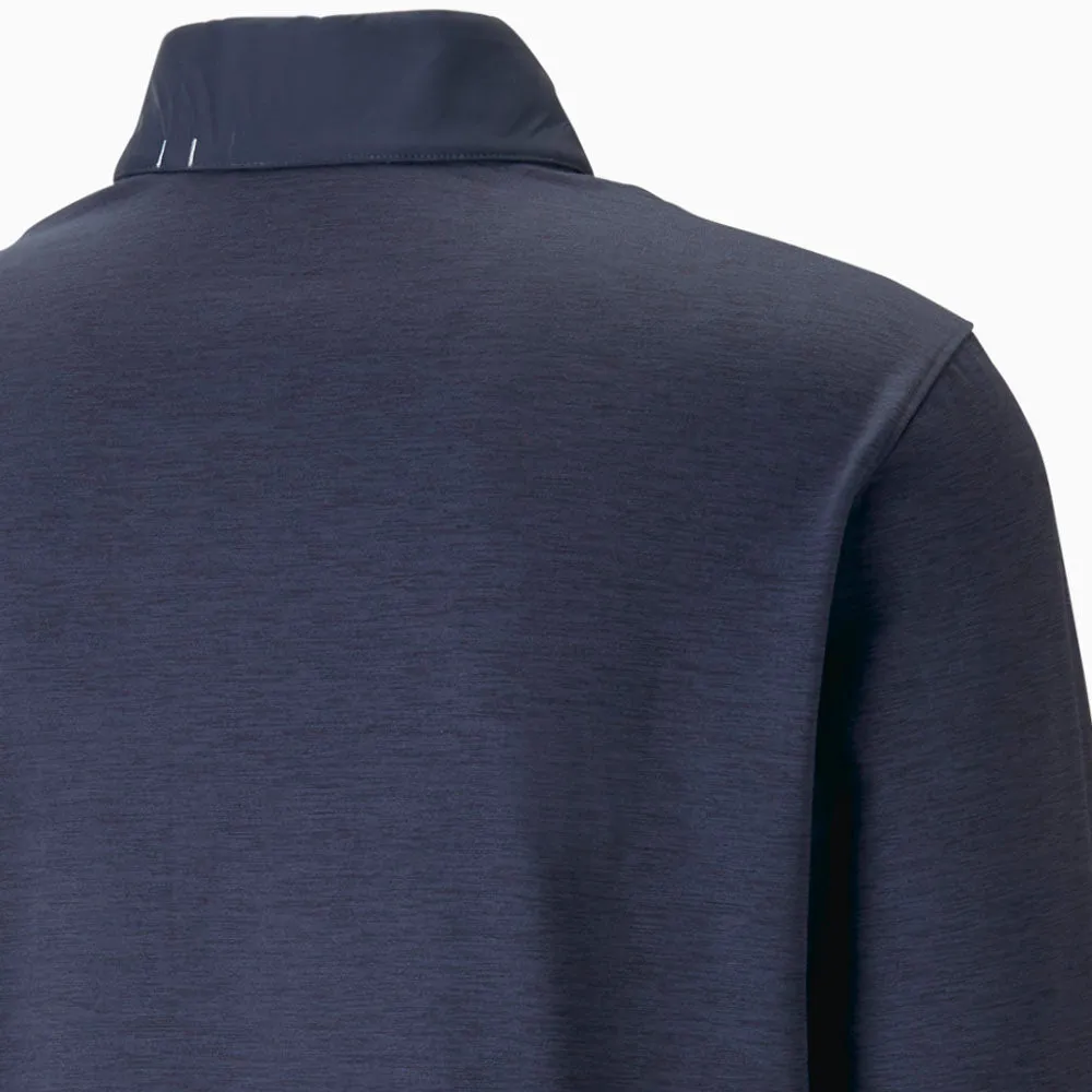 Command Attention Economical Puma Cloudspun Colour Block 1/4 Zip Pullover - Navy Blazer/Navy Blazer Heather