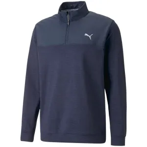 Holiday Sale Special Offer Puma Cloudspun Colour Block 1/4 Zip Pullover - Navy Blazer/Navy Blazer Heather