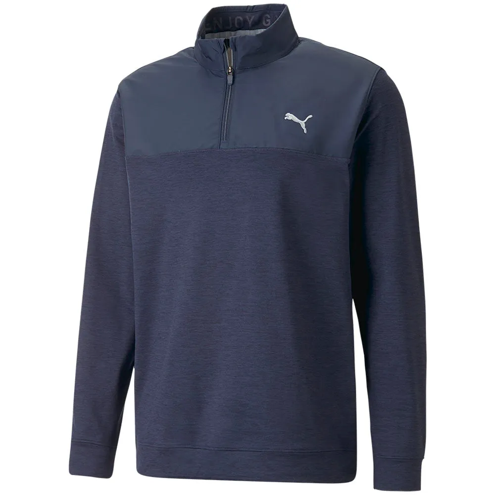 Holiday Sale Special Offer Puma Cloudspun Colour Block 1/4 Zip Pullover - Navy Blazer/Navy Blazer Heather