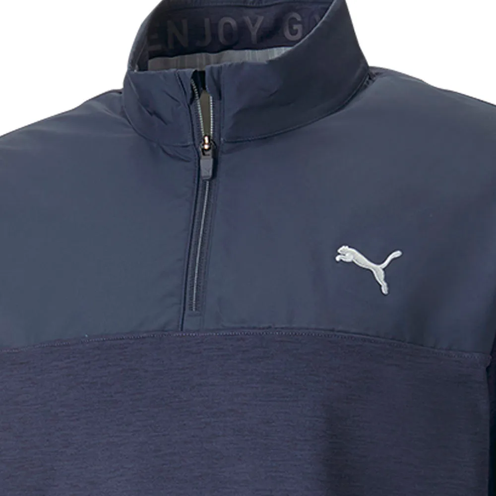 Halloween Sale Puma Cloudspun Colour Block 1/4 Zip Pullover - Navy Blazer/Navy Blazer Heather