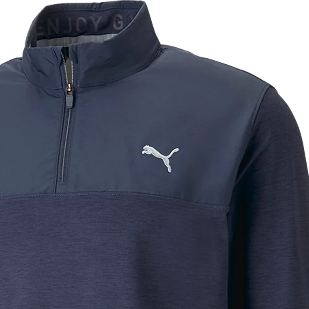 Step Out Boldly Puma Cloudspun Colour Block 1/4 Zip Pullover - Navy Blazer/Navy Blazer Heather