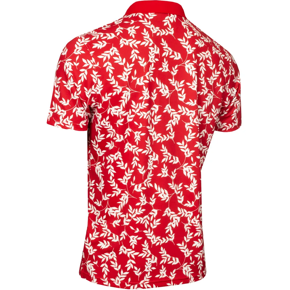 Own the Streets Calvin Klein Leaf Print Polo Shirt - Red/White