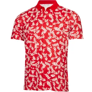 Walk with Power Calvin Klein Leaf Print Polo Shirt - Red/White