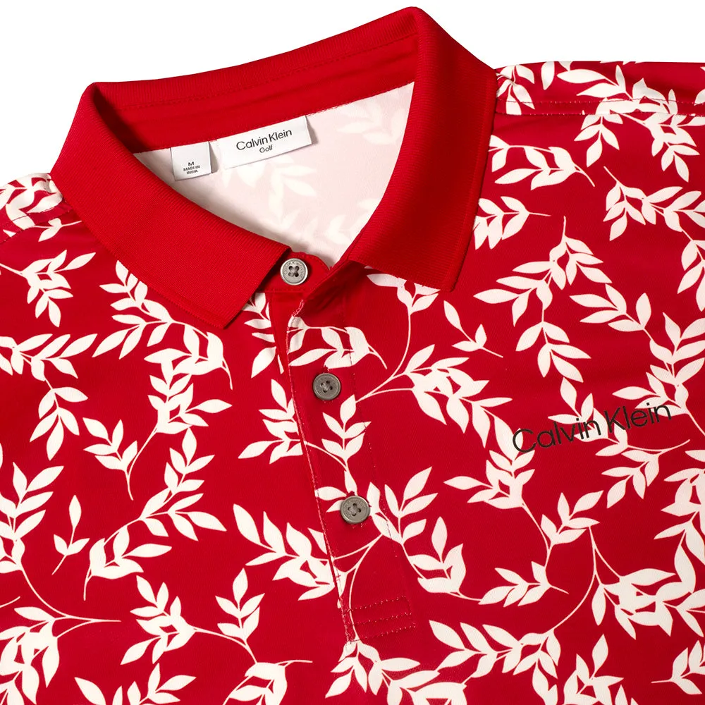 Calvin Klein Leaf Print Polo Shirt - Red/White Hit Your Next Level Unapologetically You