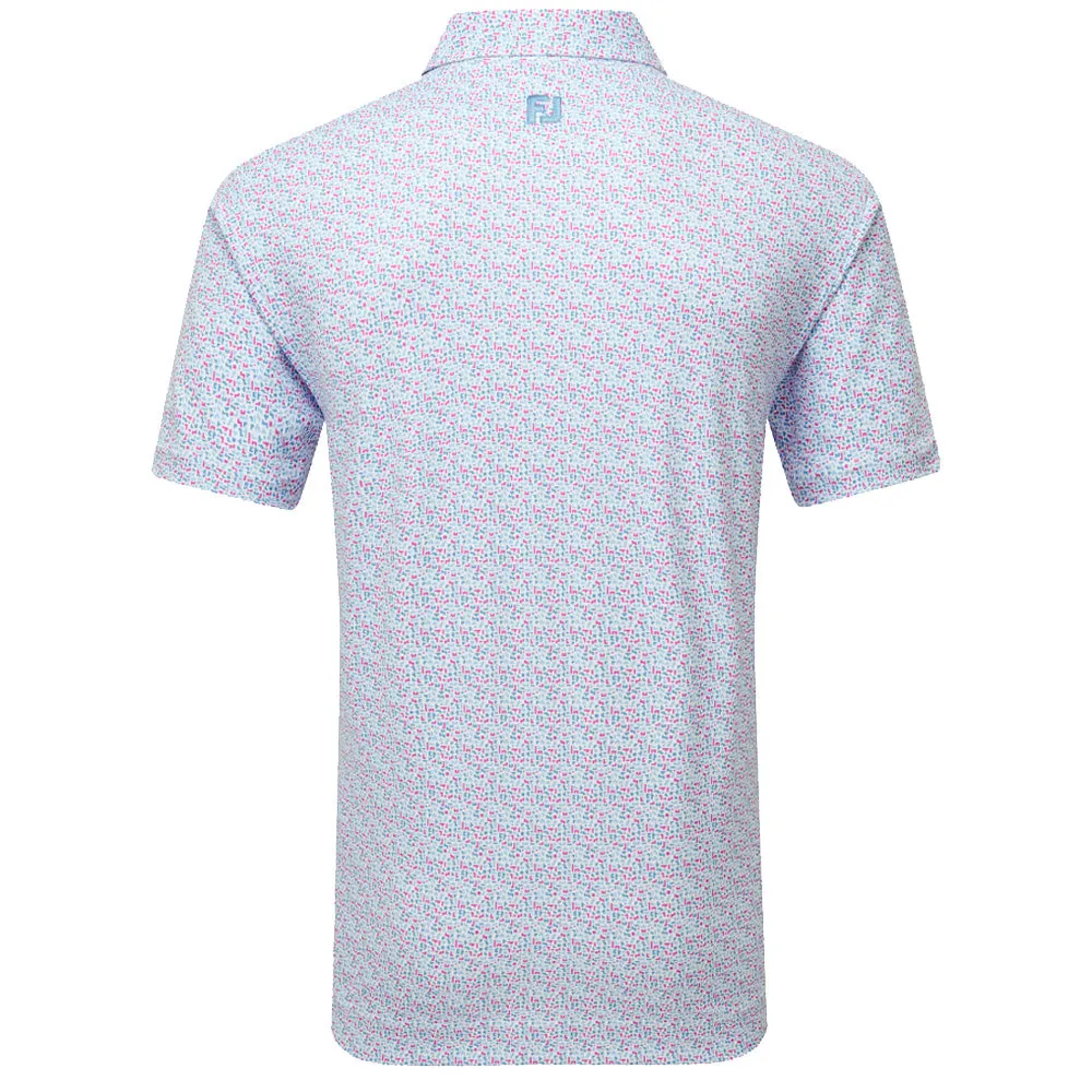All Saints' Day Sale Great Value Footjoy Gamer Print Pique Polo Shirt - White/Air Blue/High Tide/Magenta