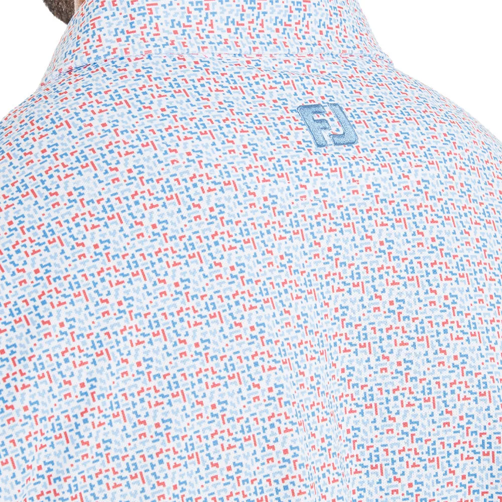 Redefine Classic Footjoy Gamer Print Pique Polo Shirt - White/Air Blue/High Tide/Magenta