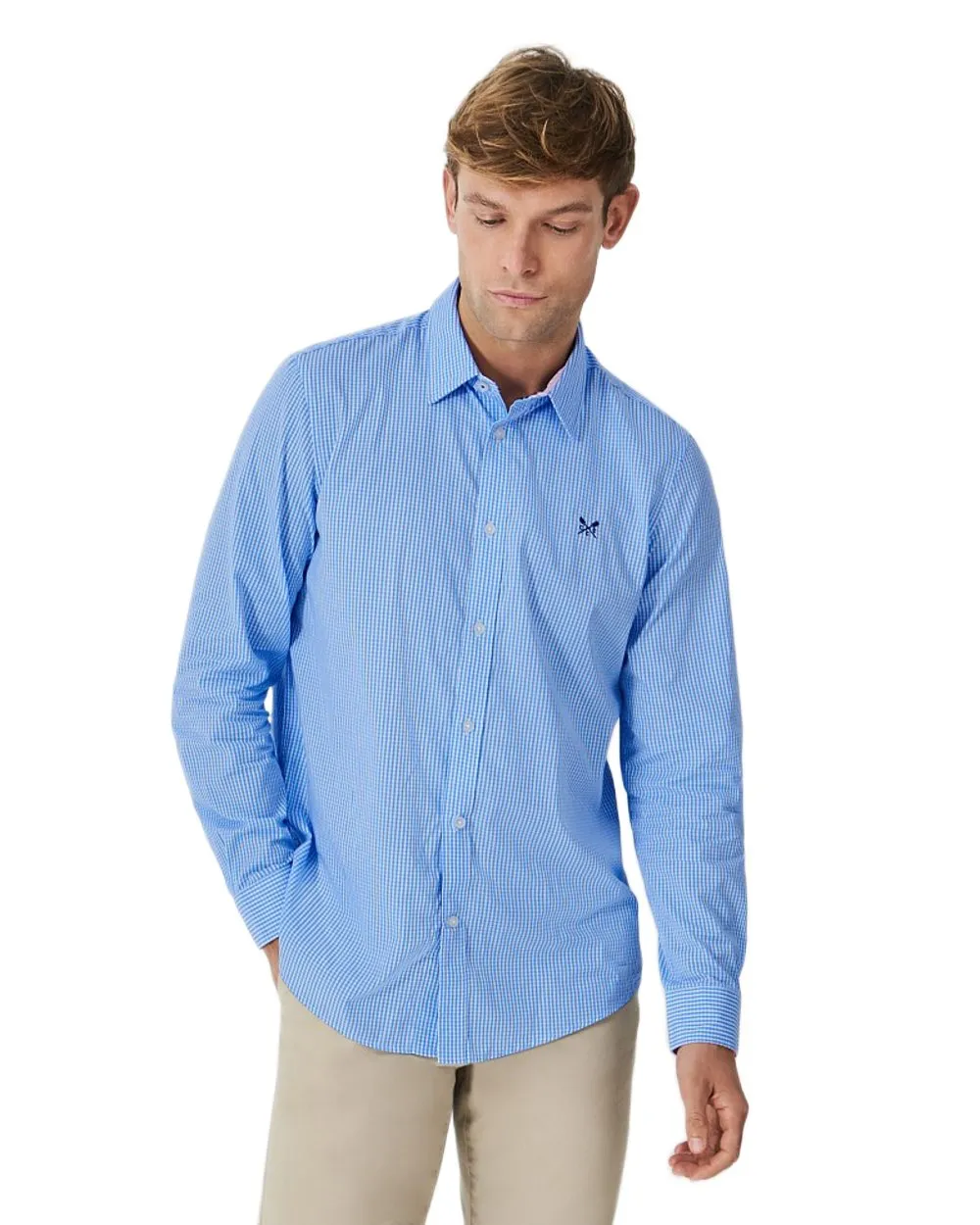 Crew Clothing Mens Classic Micro Gingham Shirt Long Sleeve Casual Shirts