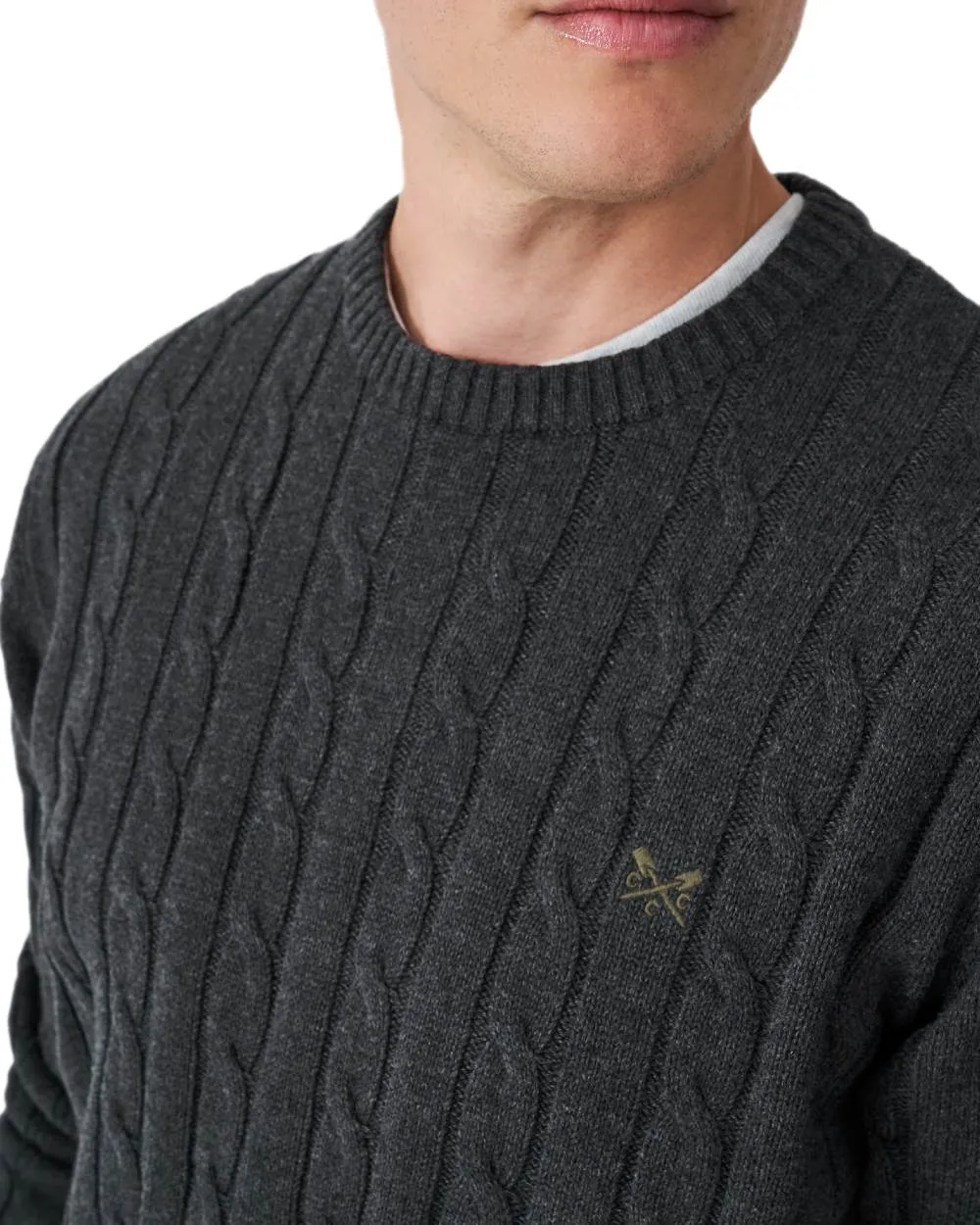 Crew Clothing Mens Oarsman Cable Knit Organic Cotton Crew Neck Jumper Crew Neck Wool Sweater