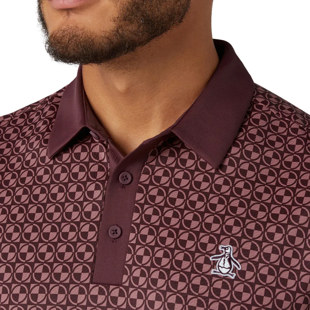 Black Friday Exclusive Original Penguin Pete'S Check Print Block Polo Shirt - Mauve Wine
