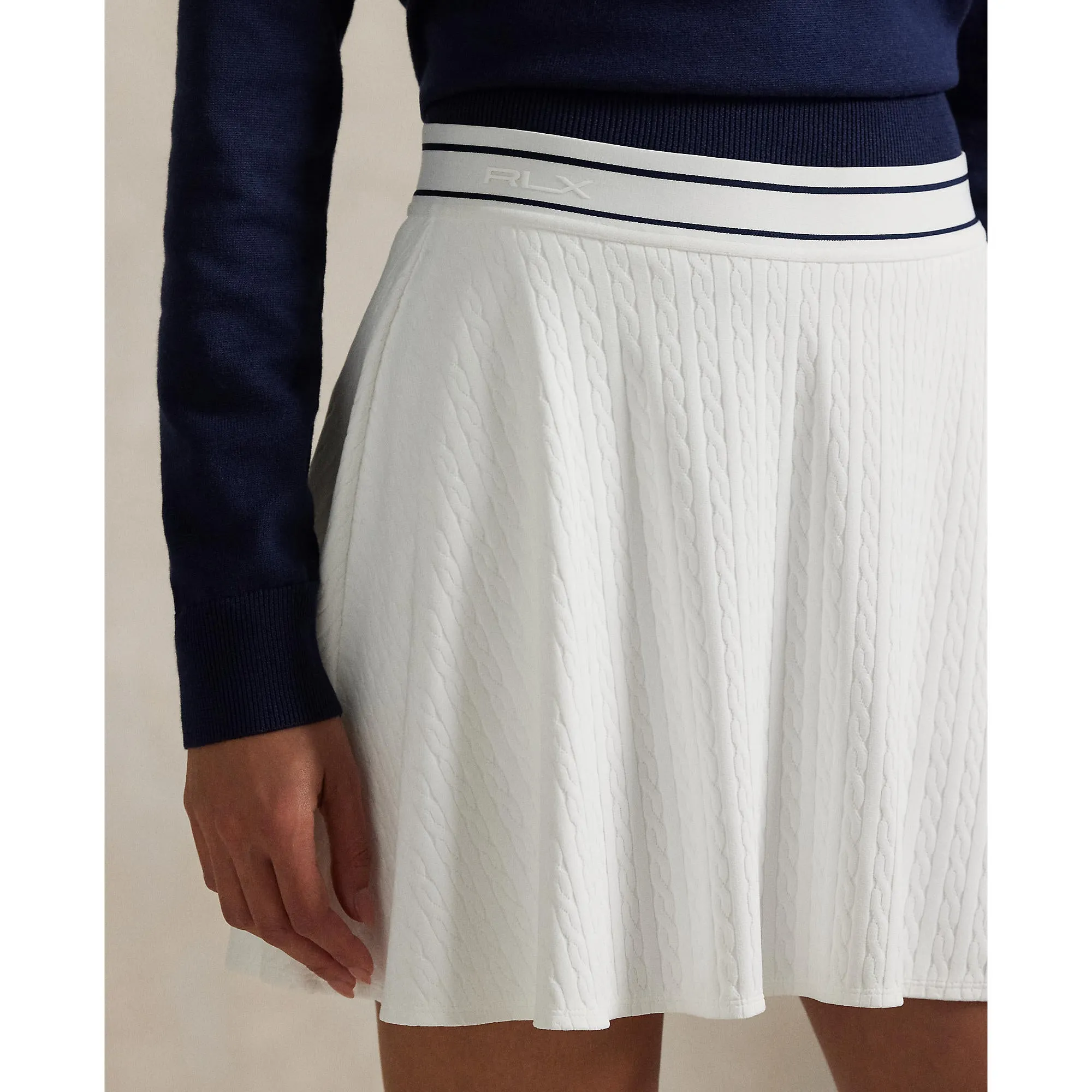 Fearlessly You All Saints' Day Sale Rlx Ralph Lauren Women'S Active Cable Knit A-Line Golf Skort - Ceramic White/Refined Navy Multi