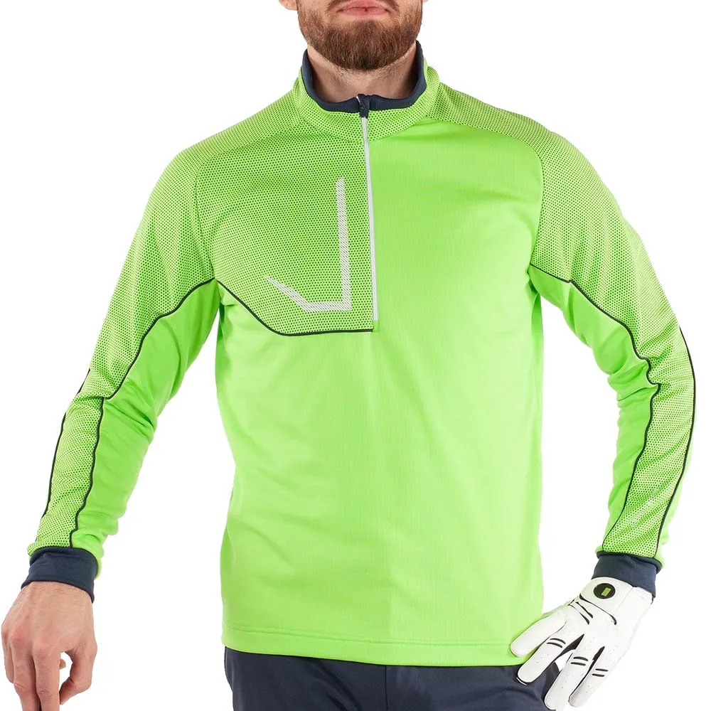 Halloween Sale Command Attention Galvin Green Daxton Insula 1/2 Zip Sweater - Lime/Navy/White