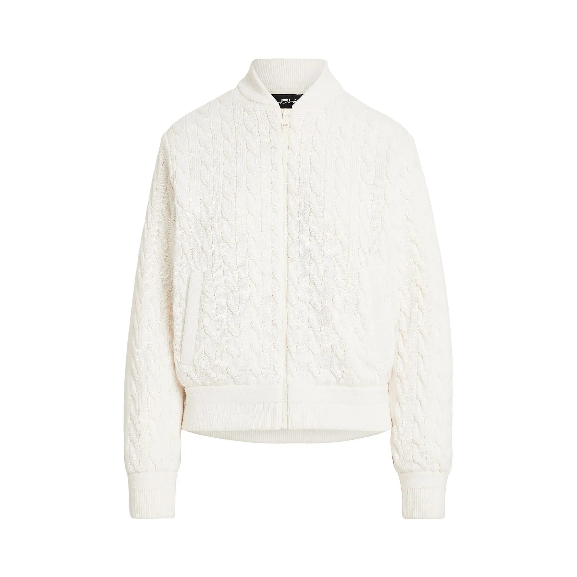 Big Savings The Fast Lane Choice Rlx Ralph Lauren Women'S Wool Blend Cable Full Zip Jacket - Antique White