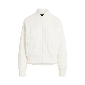 Big Savings The Fast Lane Choice Rlx Ralph Lauren Women'S Wool Blend Cable Full Zip Jacket - Antique White