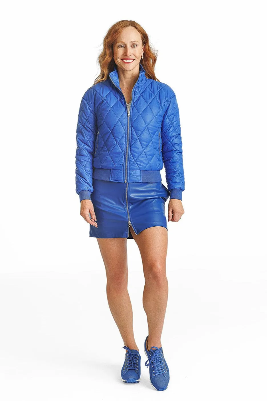 Danni Bomber Jacket - Lapis Quilted Step into the Beat Walk Tall