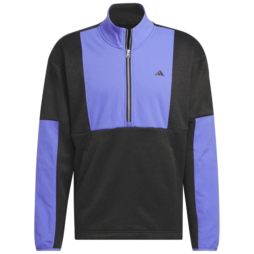 Adidas Go-To Dwr Hybrid 1/2 Zip Pullover - Black/Cobalt Blue Make a Statement Style Meets Power