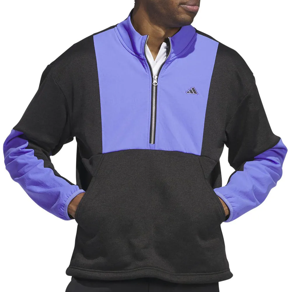 Adidas Go-To Dwr Hybrid 1/2 Zip Pullover - Black/Cobalt Blue Walk with Power Designed to Dominate