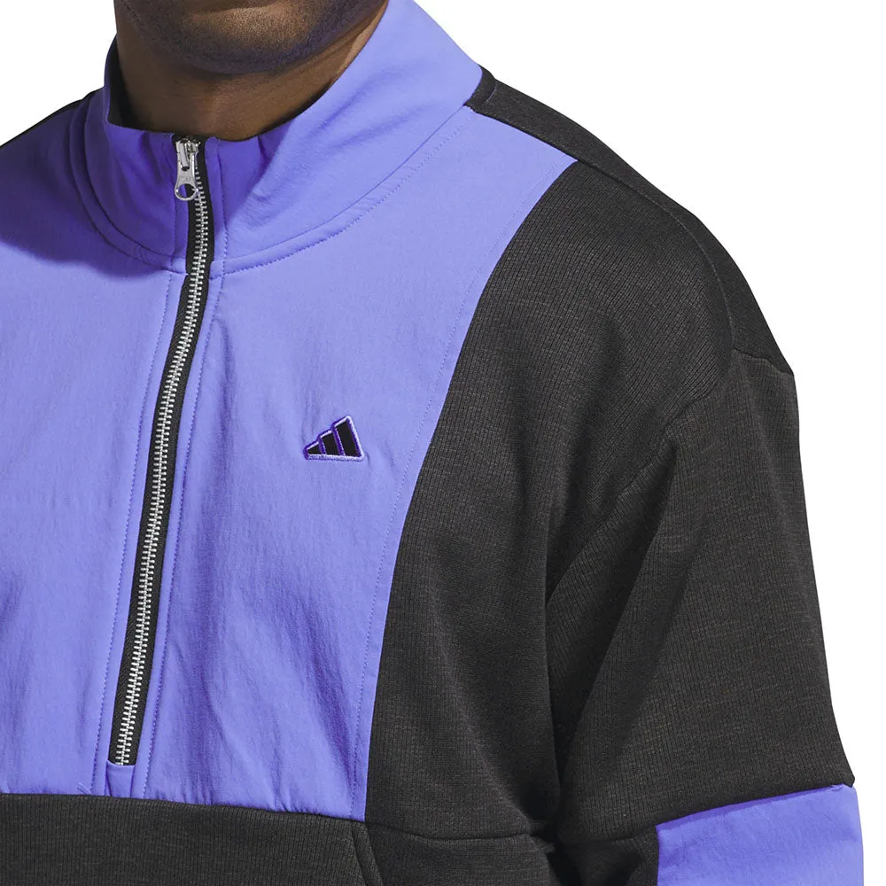 Mother's Day Sale Adidas Go-To Dwr Hybrid 1/2 Zip Pullover - Black/Cobalt Blue