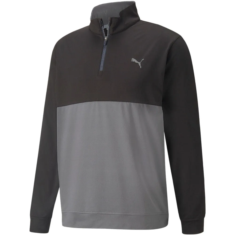 Independence Day Sale Puma Gamer Colour Block 1/4 Zip Pullover - Black/Quiet Shade