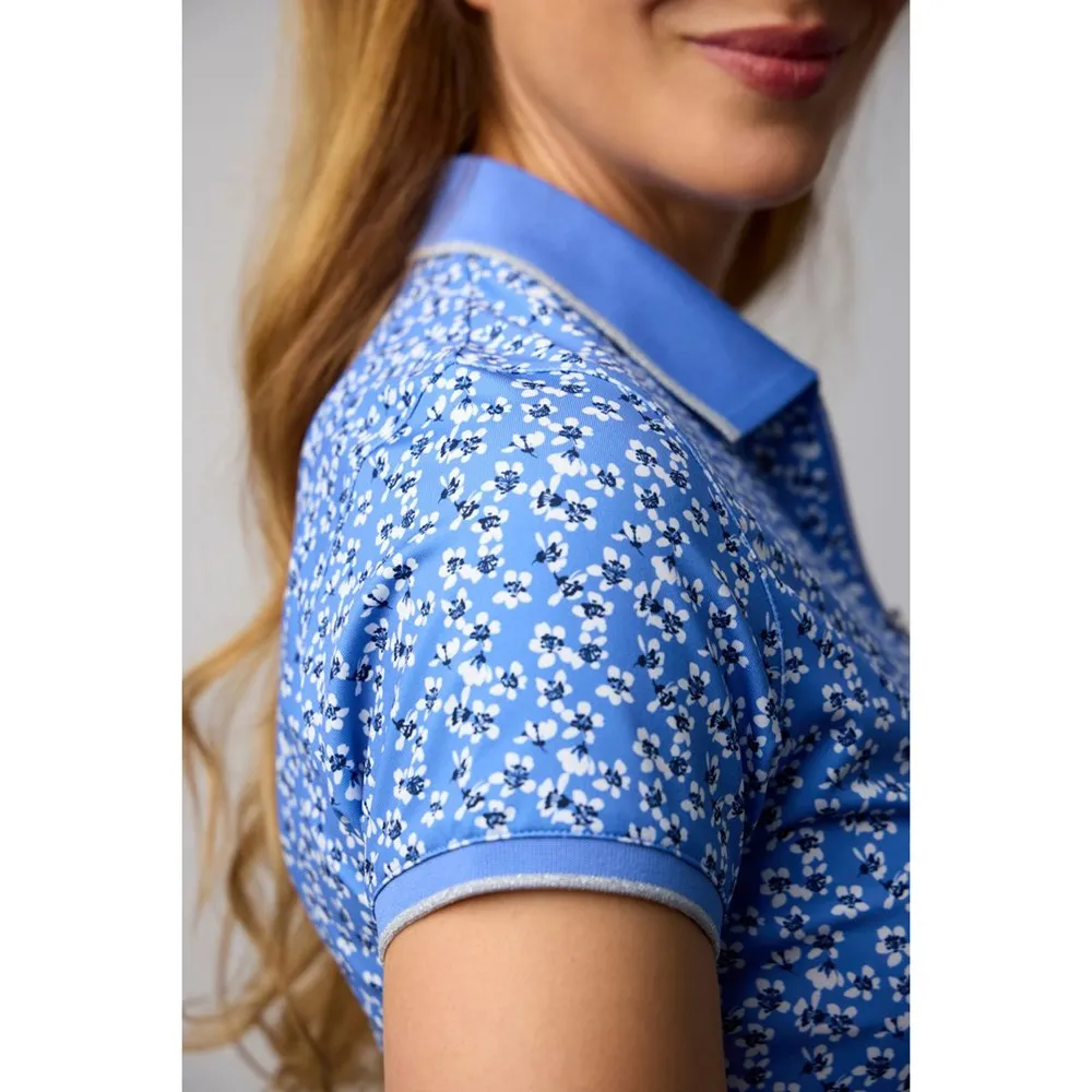 Black Friday Exclusive Built to Move You Glenmuir Women'S Amelia 1/4 Zip Performance Golf Polo Shirt - Light Blue Flowers