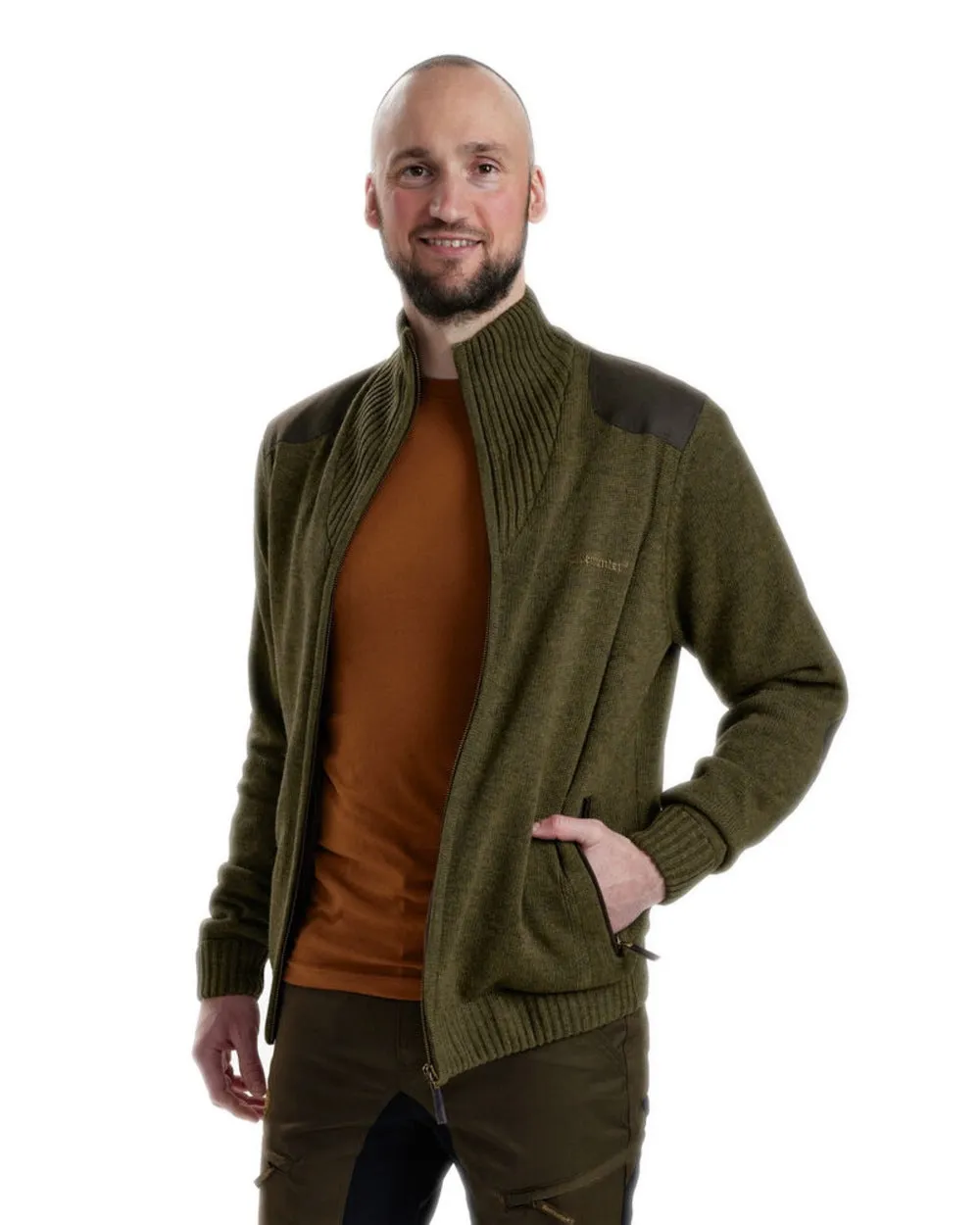 Deerhunter Carlisle Knit Full Zip Sweater with Stormliner Men's Knit Sweaters