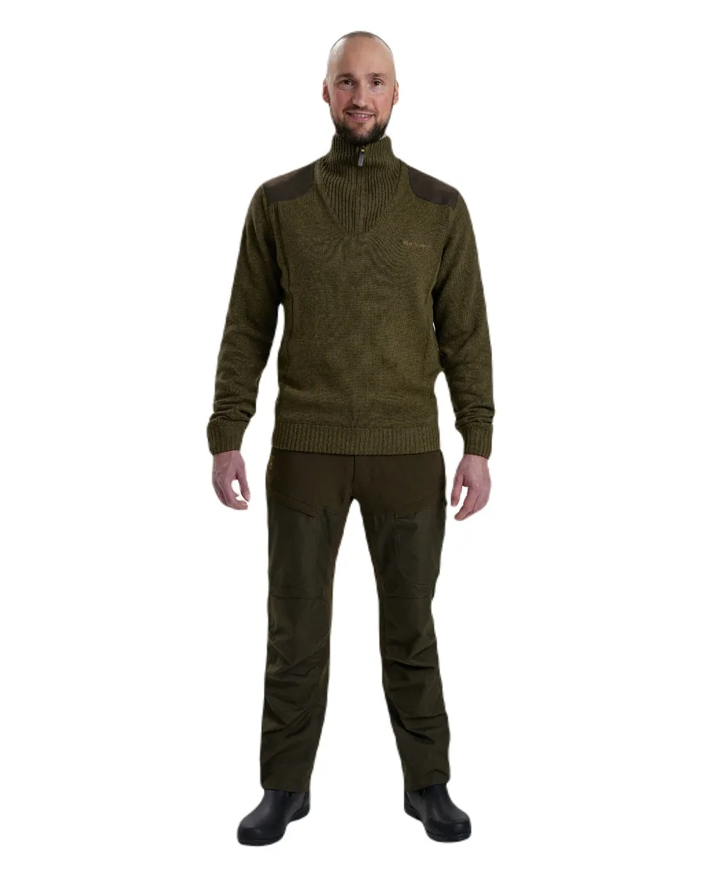 Deerhunter Carlisle Knit Zip Neck Sweater with Stormliner Men's Knit Sweaters