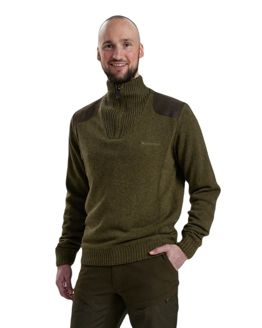 Deerhunter Carlisle Knit Zip Neck Sweater with Stormliner Zip Neck Sweaters Men