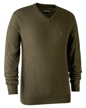 Deerhunter Kingston Knit V-Neck Jumper Clearance Wool V-Neck Pullovers