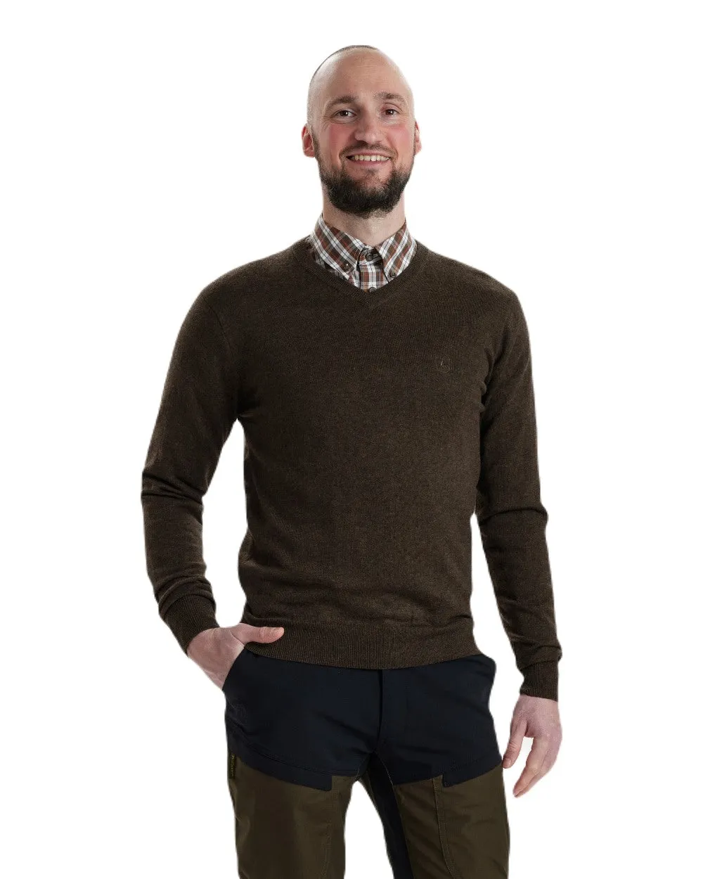 Deerhunter Kingston Knit V-Neck Jumper V-Neck Wool Sweaters