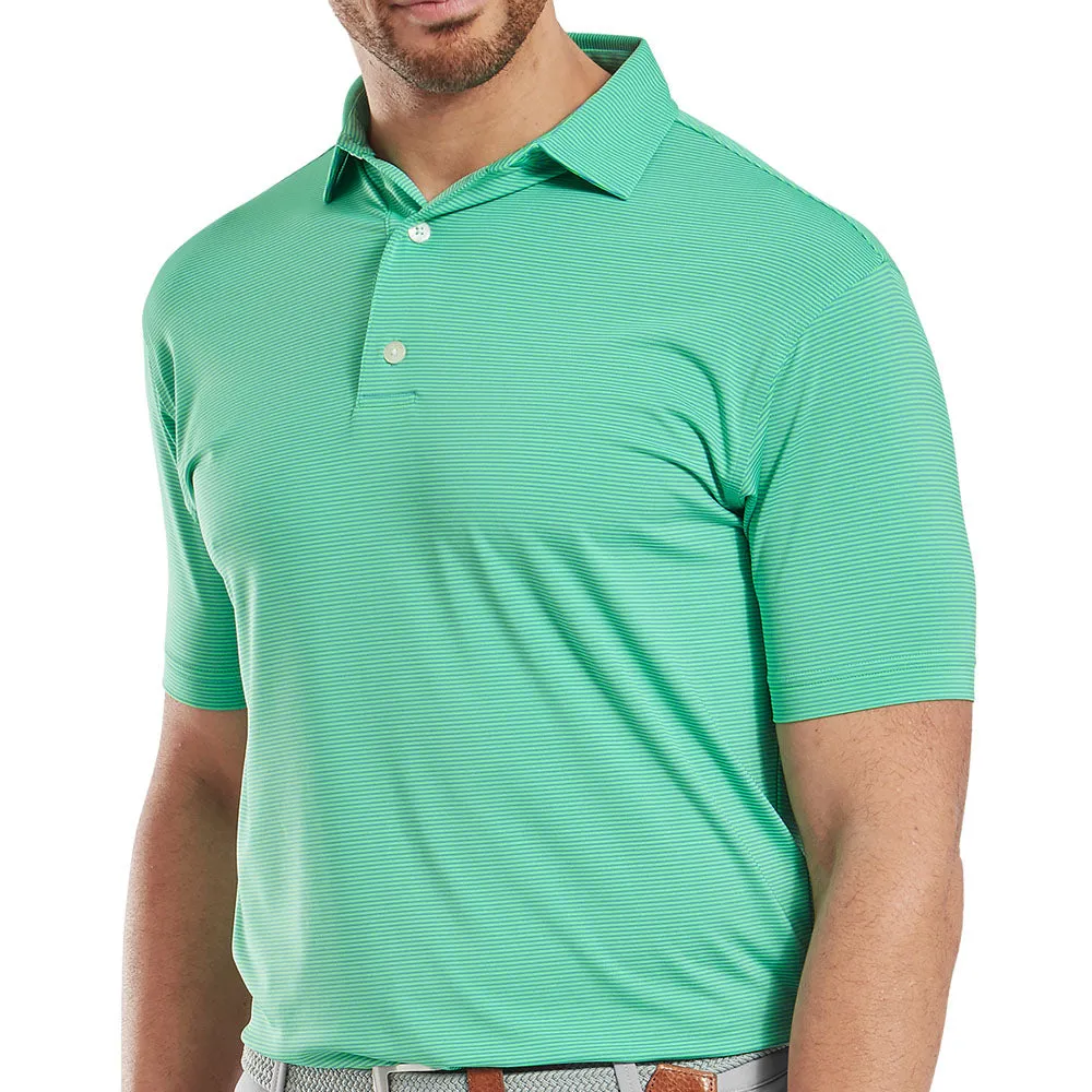 Made to Turn Heads Footjoy Micro Feeder Stripe Lisle Polo Shirt - Lagoon/Mint