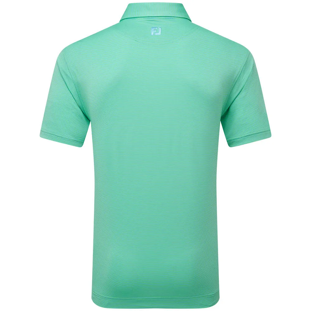 Walk Loud Footjoy Micro Feeder Stripe Lisle Polo Shirt - Lagoon/Mint