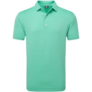 Footjoy Micro Feeder Stripe Lisle Polo Shirt - Lagoon/Mint Stride with Confidence