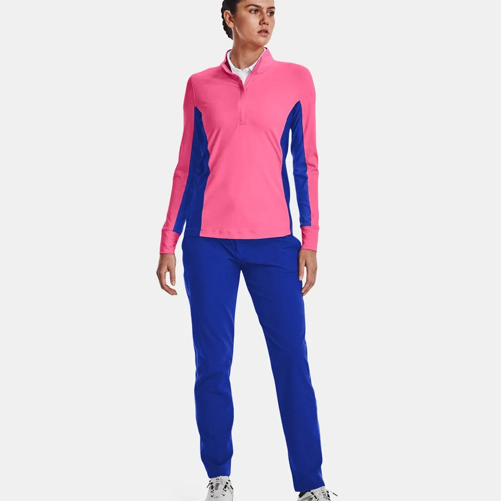 Under Armour Women'S Storm Mid-Layer Golf 1/2 Zip - Pink Punk/Versa Blue Walk with Power