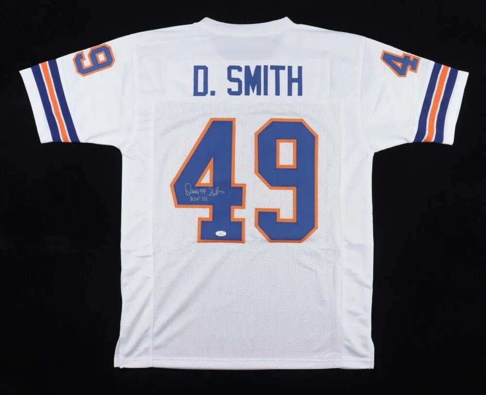 Dennis Smith Signed Denver Broncos White Home Jersey (JSA COA) 6xPro Bowl Safety