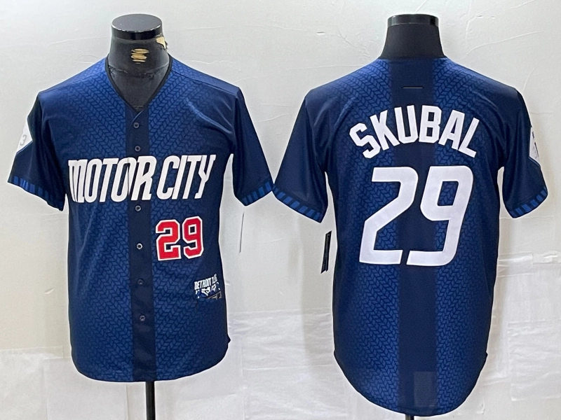 Detroit Tigers #29 Tarik Skubal Number 2024 Navy City Connect Cool Base Limited Stitched Baseball Jersey